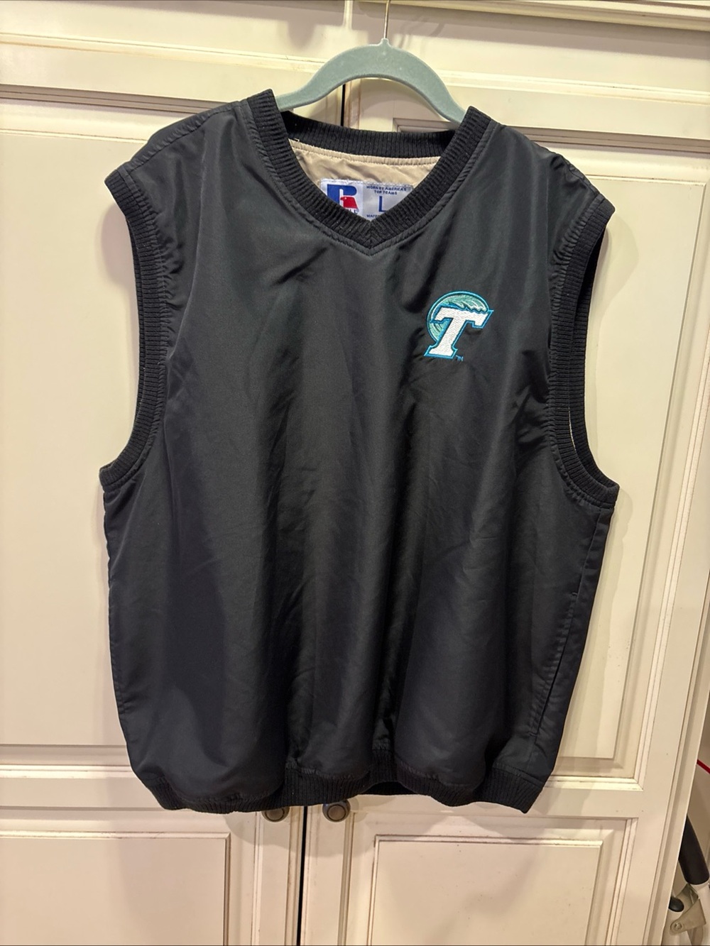 Tulane University Russell  Athletic Black V-Neck Vest Large Sleeveless Pullover